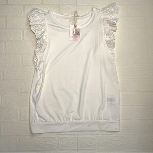 NWT Eyelet Ruffle Sleeve Top